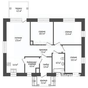 Дом 90м², 1-этажный, участок 8 сот.