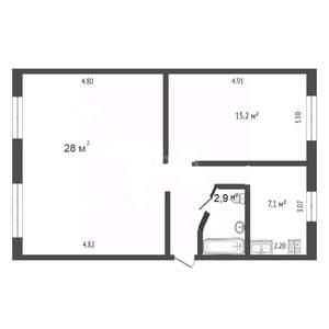 2-к квартира, на длительный срок, 58м2, 1/5 этаж