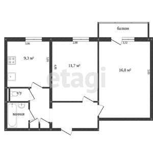 2-к квартира, на длительный срок, 51м2, 8/10 этаж