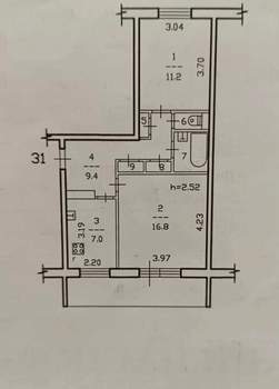 2-к квартира, на длительный срок, 50м2, 2/5 этаж