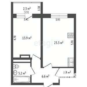 1-к квартира, на длительный срок, 53м2, 13/16 этаж
