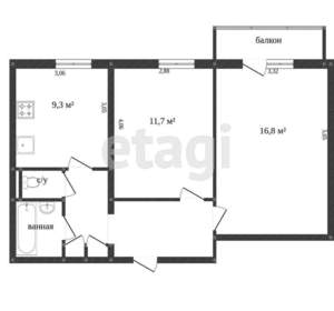 2-к квартира, на длительный срок, 51м2, 8/10 этаж