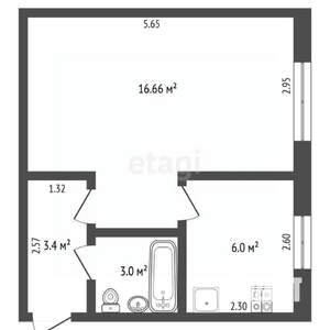 1-к квартира, на длительный срок, 31м2, 2/5 этаж
