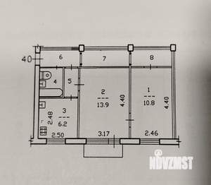 2-к квартира, на длительный срок, 45м2, 5/5 этаж