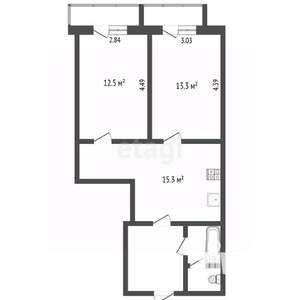 2-к квартира, на длительный срок, 51м2, 2/5 этаж