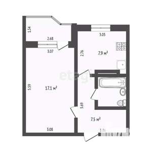 1-к квартира, на длительный срок, 36м2, 2/10 этаж