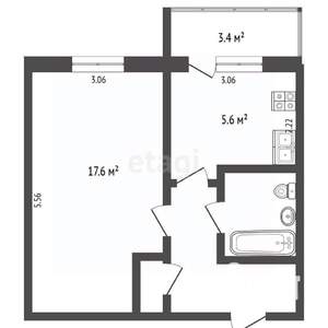 1-к квартира, на длительный срок, 36м2, 6/9 этаж