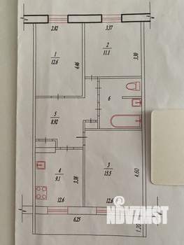 3-к квартира, на длительный срок, 64м2, 4/5 этаж
