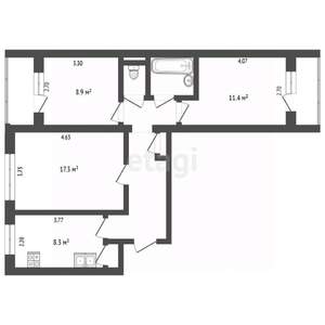 3-к квартира, на длительный срок, 63м2, 7/9 этаж