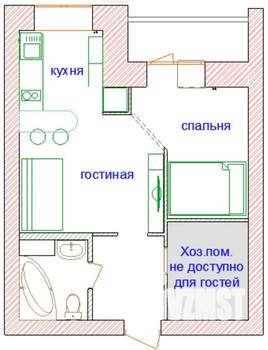 1-к квартира, посуточно, 41м2, 8/10 этаж