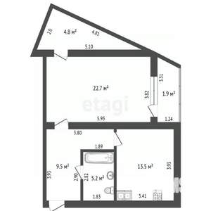 1-к квартира, на длительный срок, 55м2, 3/13 этаж
