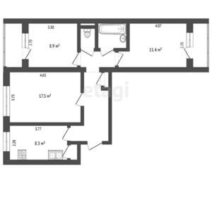 3-к квартира, на длительный срок, 63м2, 7/9 этаж
