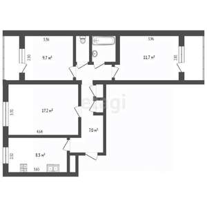 3-к квартира, вторичка, 62м2, 7/9 этаж