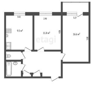 2-к квартира, вторичка, 51м2, 8/11 этаж