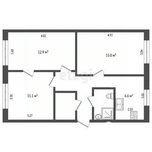 3-к квартира, вторичка, 59м2, 1/5 этаж