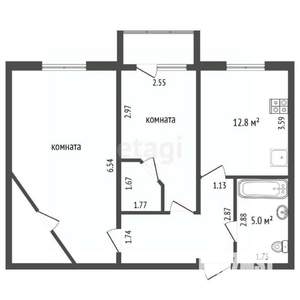 2-к квартира, вторичка, 68м2, 2/3 этаж