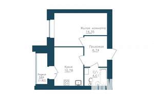 1-к квартира, строящийся дом, 39м2, 6/16 этаж