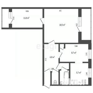 2-к квартира, вторичка, 56м2, 2/9 этаж