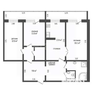 4-к квартира, вторичка, 97м2, 2/10 этаж