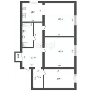 3-к квартира, вторичка, 74м2, 1/2 этаж