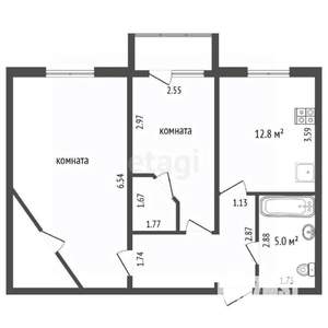 2-к квартира, вторичка, 68м2, 2/3 этаж
