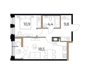 1-к квартира, вторичка, 45м2, 11/17 этаж