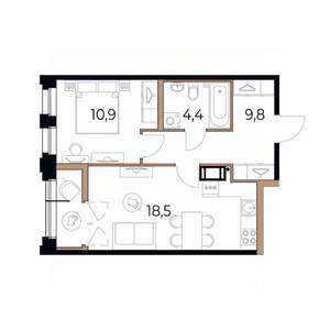1-к квартира, вторичка, 45м2, 11/17 этаж