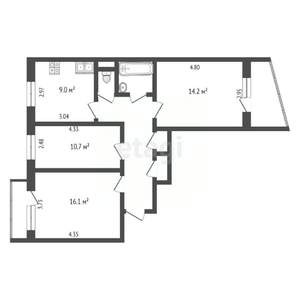 3-к квартира, вторичка, 67м2, 9/9 этаж