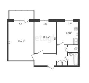 2-к квартира, вторичка, 50м2, 1/9 этаж