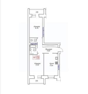 2-к квартира, строящийся дом, 71м2, 5/8 этаж