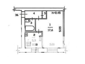1-к квартира, вторичка, 30м2, 4/5 этаж