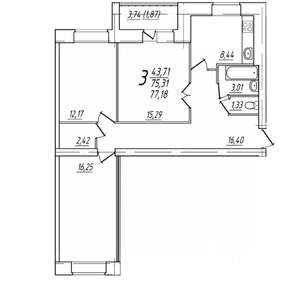 3-к квартира, вторичка, 77м2, 5/9 этаж