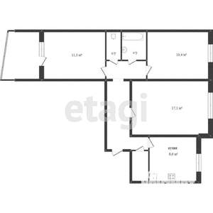 3-к квартира, вторичка, 63м2, 6/9 этаж