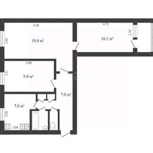 3-к квартира, вторичка, 56м2, 5/9 этаж