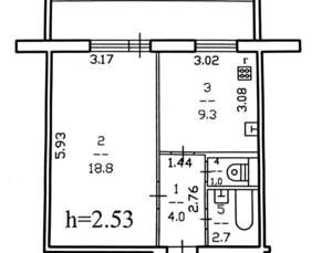 1-к квартира, вторичка, 36м2, 5/5 этаж