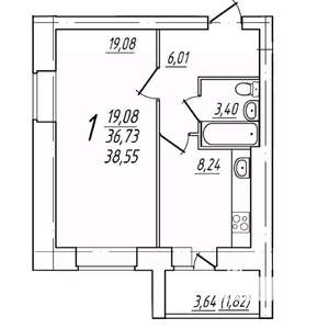 1-к квартира, вторичка, 39м2, 2/9 этаж