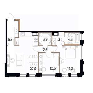 2-к квартира, вторичка, 73м2, 4/17 этаж