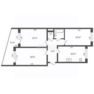 3-к квартира, вторичка, 62м2, 6/9 этаж