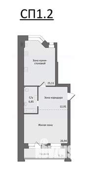 1-к квартира, вторичка, 80м2, 1/4 этаж