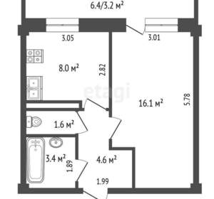 1-к квартира, вторичка, 33м2, 11/14 этаж