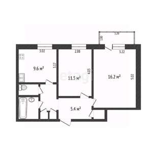 2-к квартира, вторичка, 50м2, 2/11 этаж