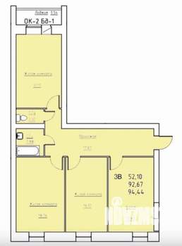 3-к квартира, вторичка, 93м2, 2/4 этаж