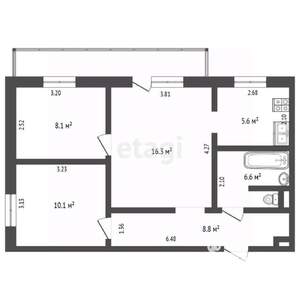 3-к квартира, вторичка, 54м2, 6/9 этаж