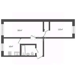 2-к квартира, вторичка, 43м2, 4/5 этаж