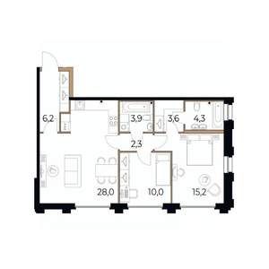 2-к квартира, вторичка, 74м2, 2/17 этаж