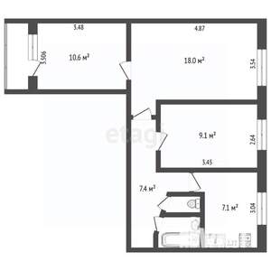 3-к квартира, вторичка, 57м2, 5/9 этаж