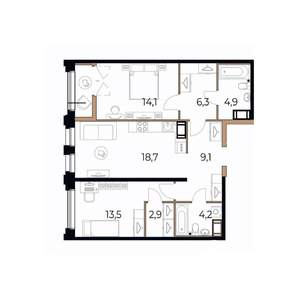 2-к квартира, вторичка, 75м2, 6/17 этаж