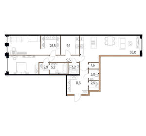 2-к квартира, вторичка, 121м2, 2/17 этаж