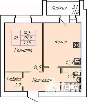 1-к квартира, строящийся дом, 42м2, 8/15 этаж