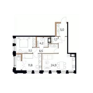 2-к квартира, вторичка, 67м2, 8/17 этаж